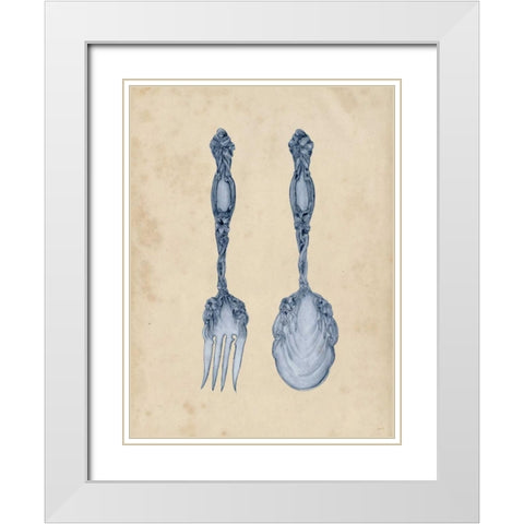 Antique Utensils II White Modern Wood Framed Art Print with Double Matting by Wang, Melissa