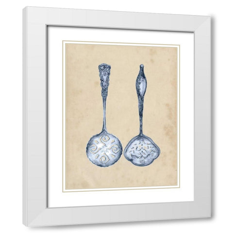 Antique Utensils IV White Modern Wood Framed Art Print with Double Matting by Wang, Melissa