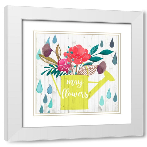 April Showers and May Flowers II White Modern Wood Framed Art Print with Double Matting by Studio W