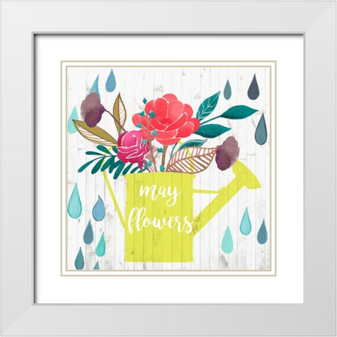 April Showers and May Flowers II White Modern Wood Framed Art Print with Double Matting by Studio W