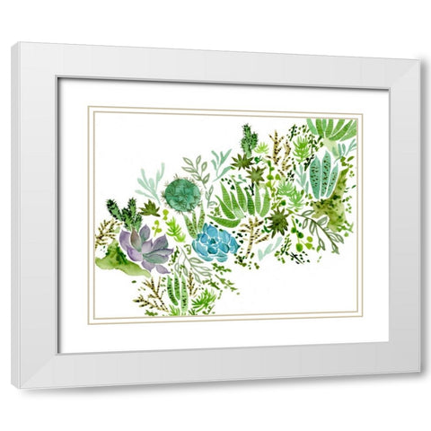 Succulent Field I White Modern Wood Framed Art Print with Double Matting by Wang, Melissa