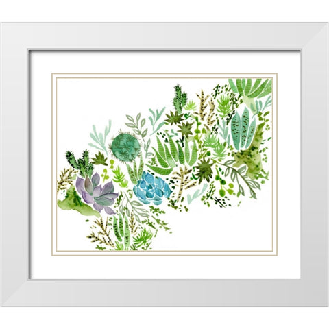 Succulent Field I White Modern Wood Framed Art Print with Double Matting by Wang, Melissa