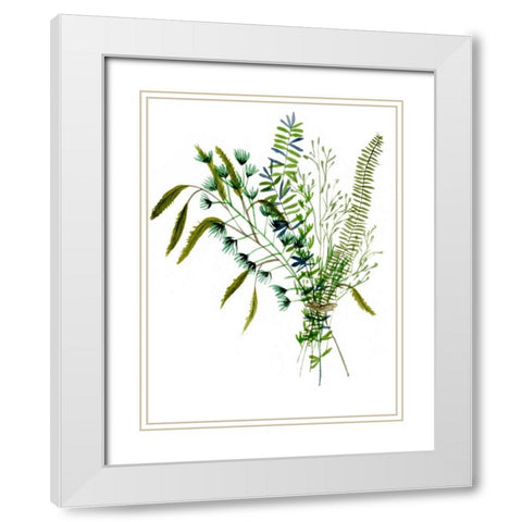 Green Bouquet I White Modern Wood Framed Art Print with Double Matting by Wang, Melissa