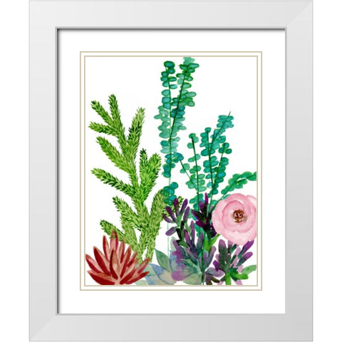 Little Garden II White Modern Wood Framed Art Print with Double Matting by Wang, Melissa