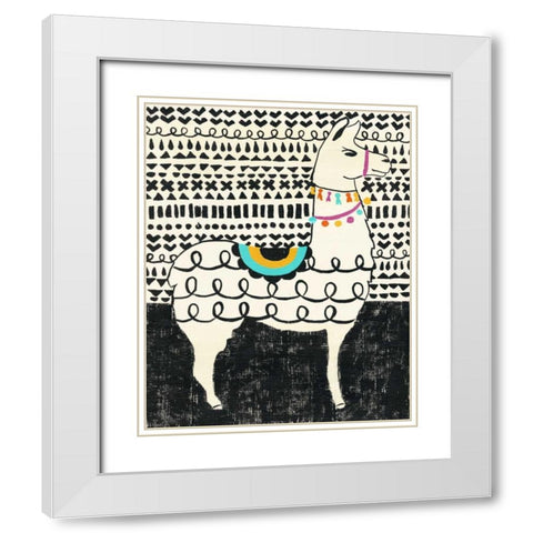 Party Llama I White Modern Wood Framed Art Print with Double Matting by Zarris, Chariklia