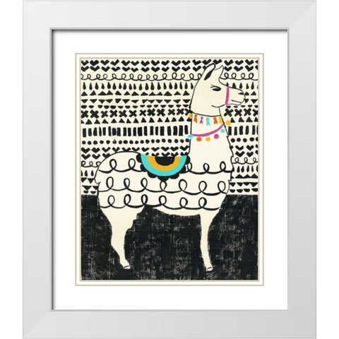 Party Llama I White Modern Wood Framed Art Print with Double Matting by Zarris, Chariklia