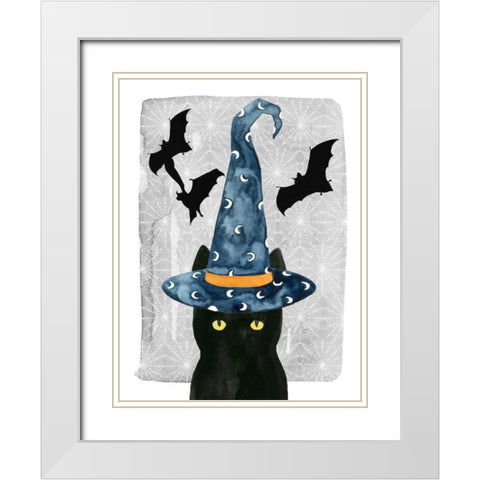 Black Cat I White Modern Wood Framed Art Print with Double Matting by Popp, Grace