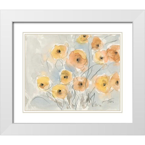 Sunset Poppies I White Modern Wood Framed Art Print with Double Matting by Dixon, Samuel