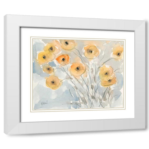 Sunset Poppies II White Modern Wood Framed Art Print with Double Matting by Dixon, Samuel