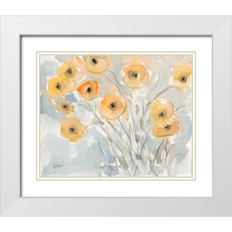 Sunset Poppies II White Modern Wood Framed Art Print with Double Matting by Dixon, Samuel