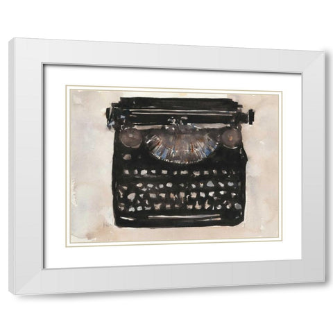 Typing I White Modern Wood Framed Art Print with Double Matting by Dixon, Samuel