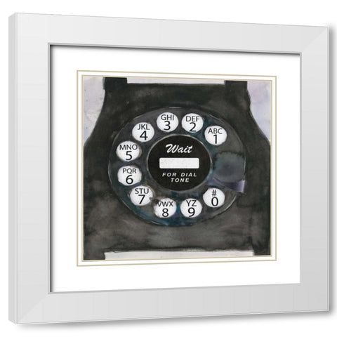 Phoning I White Modern Wood Framed Art Print with Double Matting by Dixon, Samuel
