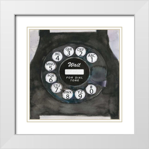 Phoning I White Modern Wood Framed Art Print with Double Matting by Dixon, Samuel