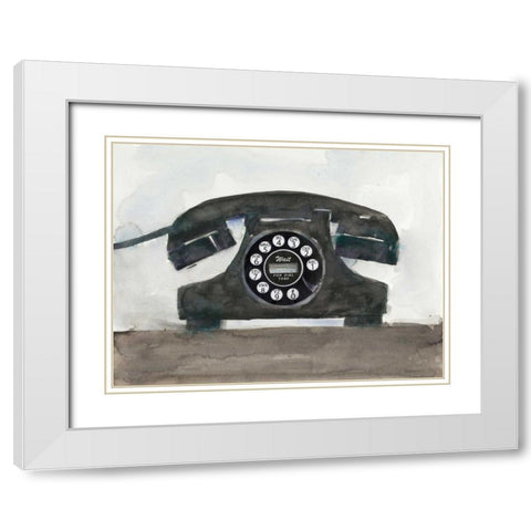 Phoning II White Modern Wood Framed Art Print with Double Matting by Dixon, Samuel