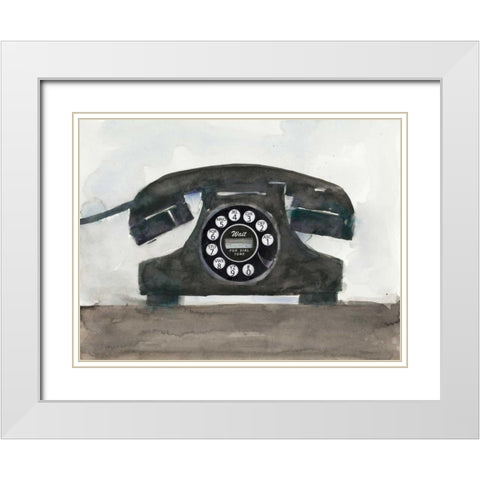 Phoning II White Modern Wood Framed Art Print with Double Matting by Dixon, Samuel
