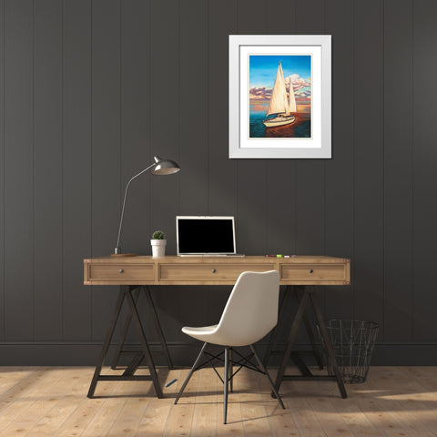 Sunset Cruise I White Modern Wood Framed Art Print with Double Matting by Vitaletti, Carolee