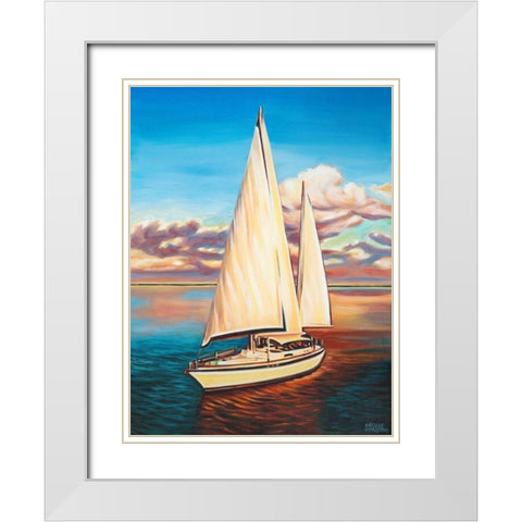 Sunset Cruise I White Modern Wood Framed Art Print with Double Matting by Vitaletti, Carolee