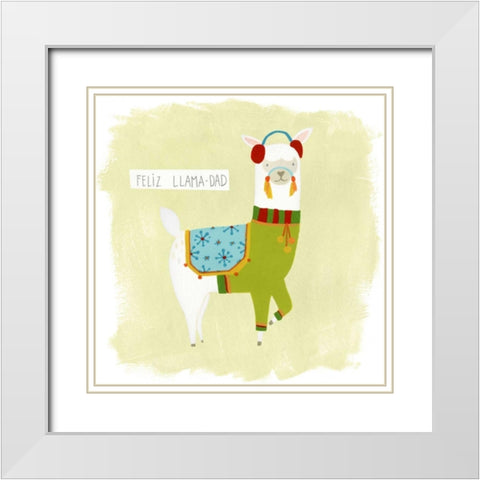 Fa-la-la-la Llama III White Modern Wood Framed Art Print with Double Matting by Vess, June Erica