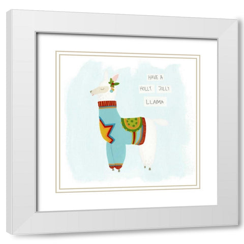 Fa-la-la-la Llama IV White Modern Wood Framed Art Print with Double Matting by Vess, June Erica