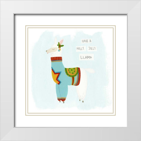 Fa-la-la-la Llama IV White Modern Wood Framed Art Print with Double Matting by Vess, June Erica
