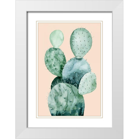 Cactus on Coral II White Modern Wood Framed Art Print with Double Matting by Popp, Grace