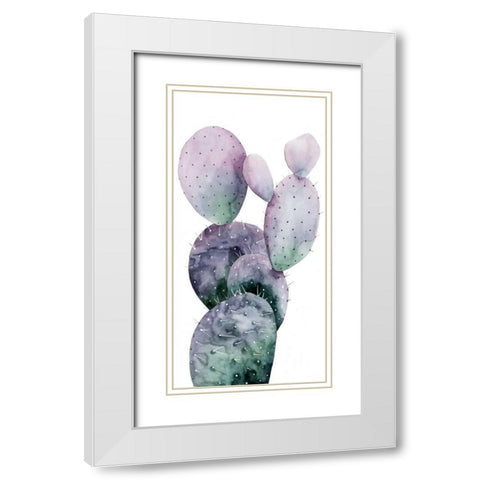 Purple Cactus I White Modern Wood Framed Art Print with Double Matting by Popp, Grace