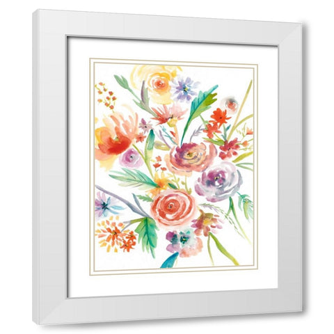 Floating Florals I White Modern Wood Framed Art Print with Double Matting by Zarris, Chariklia