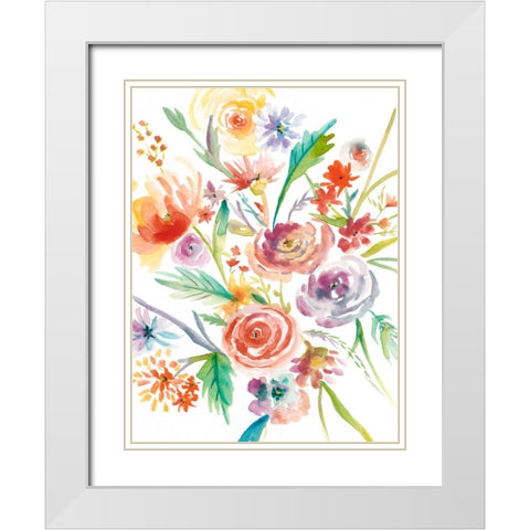 Floating Florals I White Modern Wood Framed Art Print with Double Matting by Zarris, Chariklia