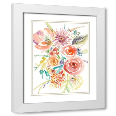 Floating Florals II White Modern Wood Framed Art Print with Double Matting by Zarris, Chariklia