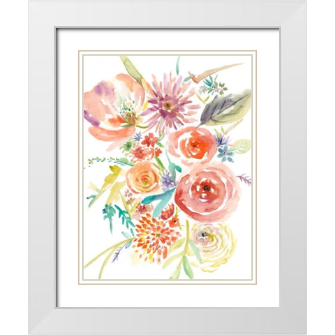 Floating Florals II White Modern Wood Framed Art Print with Double Matting by Zarris, Chariklia
