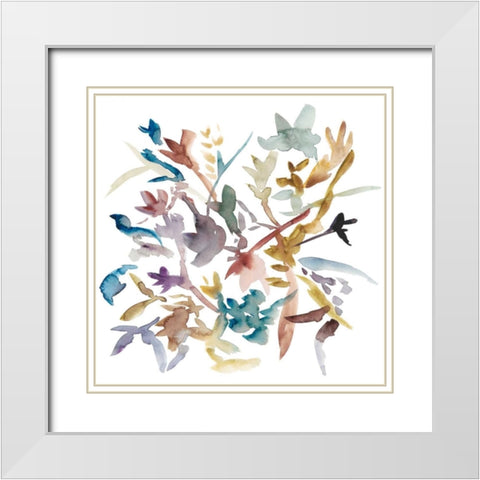 Forest Flowers II White Modern Wood Framed Art Print with Double Matting by Zarris, Chariklia
