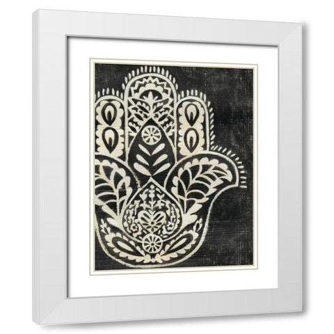 Night Hamsa I White Modern Wood Framed Art Print with Double Matting by Zarris, Chariklia