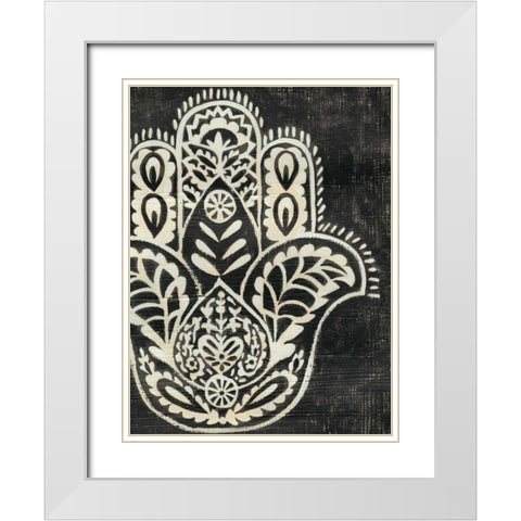 Night Hamsa I White Modern Wood Framed Art Print with Double Matting by Zarris, Chariklia