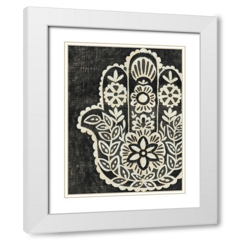 Night Hamsa II White Modern Wood Framed Art Print with Double Matting by Zarris, Chariklia