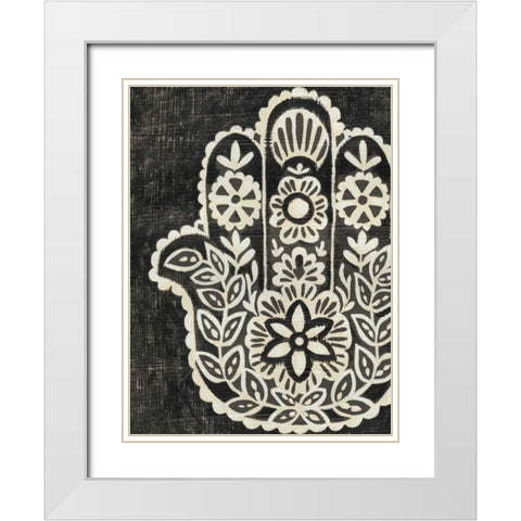 Night Hamsa II White Modern Wood Framed Art Print with Double Matting by Zarris, Chariklia