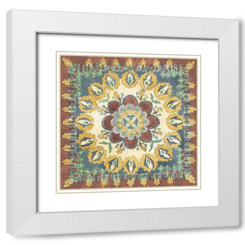 Batik Rosette I White Modern Wood Framed Art Print with Double Matting by Zarris, Chariklia