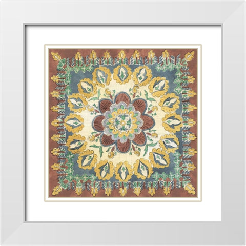 Batik Rosette I White Modern Wood Framed Art Print with Double Matting by Zarris, Chariklia