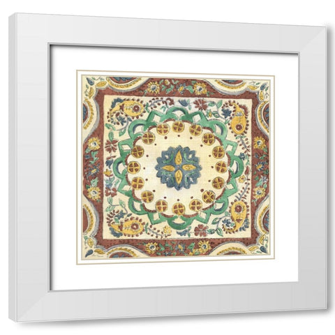 Batik Rosette II White Modern Wood Framed Art Print with Double Matting by Zarris, Chariklia