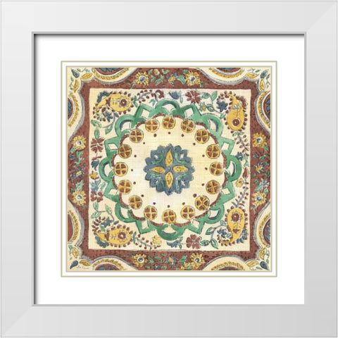 Batik Rosette II White Modern Wood Framed Art Print with Double Matting by Zarris, Chariklia