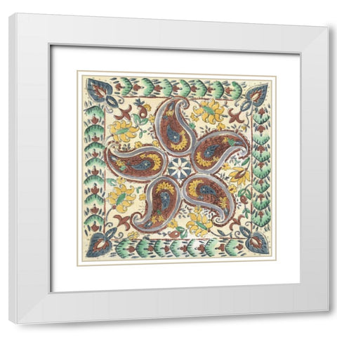 Batik Rosette III White Modern Wood Framed Art Print with Double Matting by Zarris, Chariklia