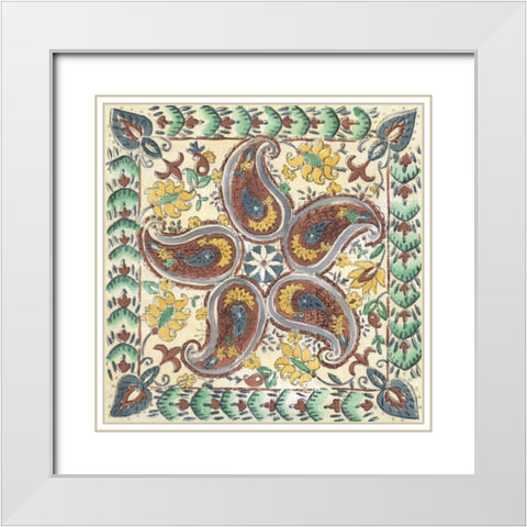 Batik Rosette III White Modern Wood Framed Art Print with Double Matting by Zarris, Chariklia