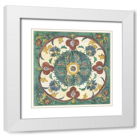 Batik Rosette IV White Modern Wood Framed Art Print with Double Matting by Zarris, Chariklia