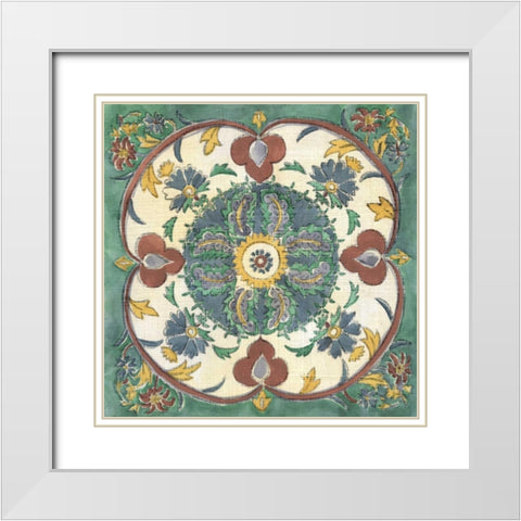 Batik Rosette IV White Modern Wood Framed Art Print with Double Matting by Zarris, Chariklia