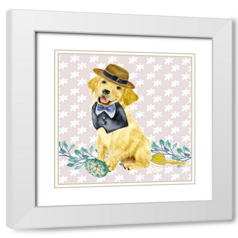 Easter Pups III White Modern Wood Framed Art Print with Double Matting by Wang, Melissa