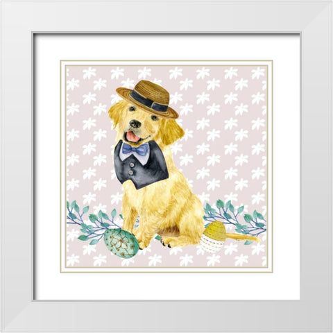 Easter Pups III White Modern Wood Framed Art Print with Double Matting by Wang, Melissa