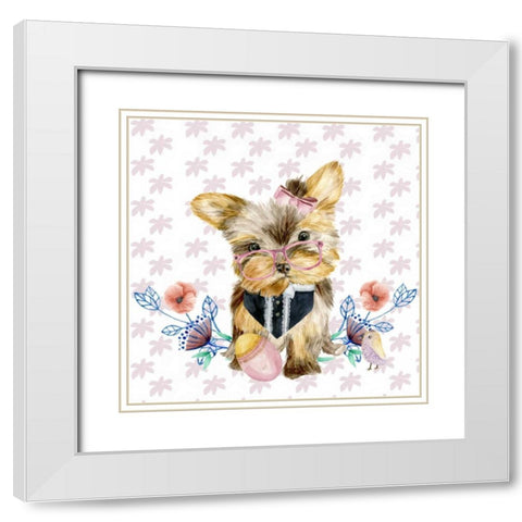 Easter Pups IV White Modern Wood Framed Art Print with Double Matting by Wang, Melissa