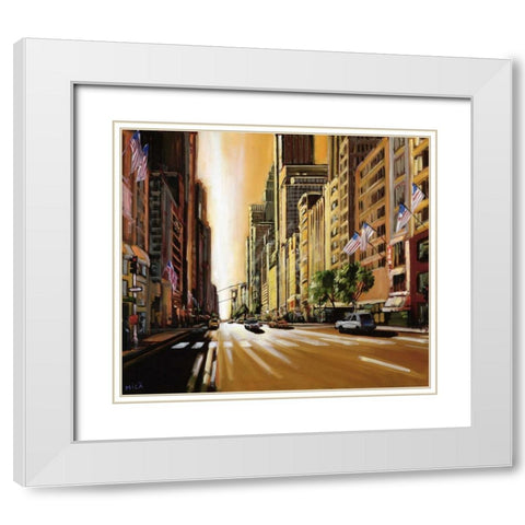 Light of Manhattan White Modern Wood Framed Art Print with Double Matting by Mica