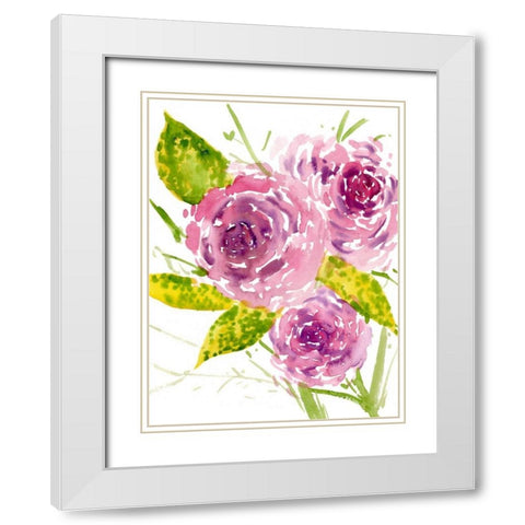 Bouquet Rose I White Modern Wood Framed Art Print with Double Matting by Wang, Melissa
