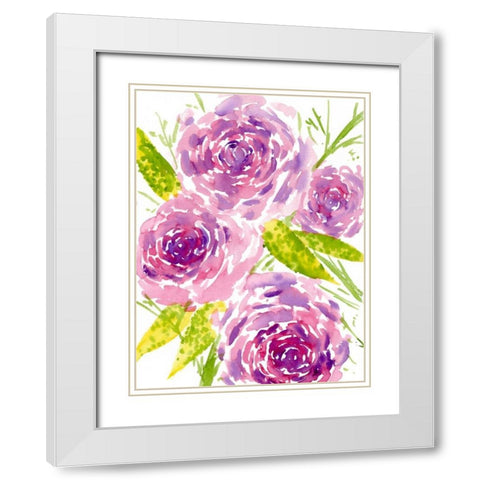 Bouquet Rose II White Modern Wood Framed Art Print with Double Matting by Wang, Melissa