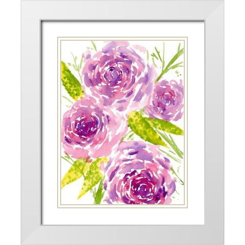 Bouquet Rose II White Modern Wood Framed Art Print with Double Matting by Wang, Melissa